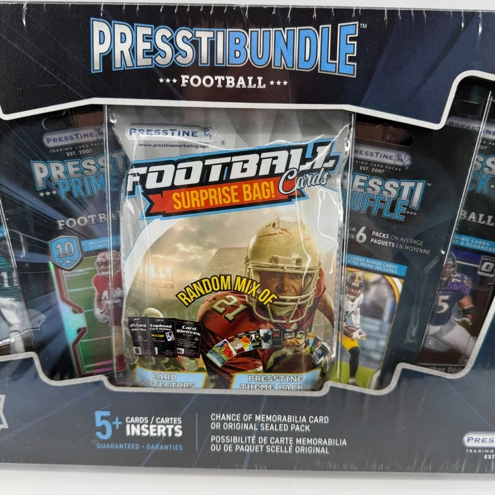 PRESTIBUNDLE FOOTBALL TRADING‎ CARD PACKS BOX 50+ CARDS GUARANTEED NEW SEALED